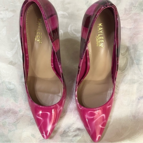 Kayleen by Los Angeles Pink Multi Man Made Patent High Heel Pumps size 9 - Picture 5 of 14
